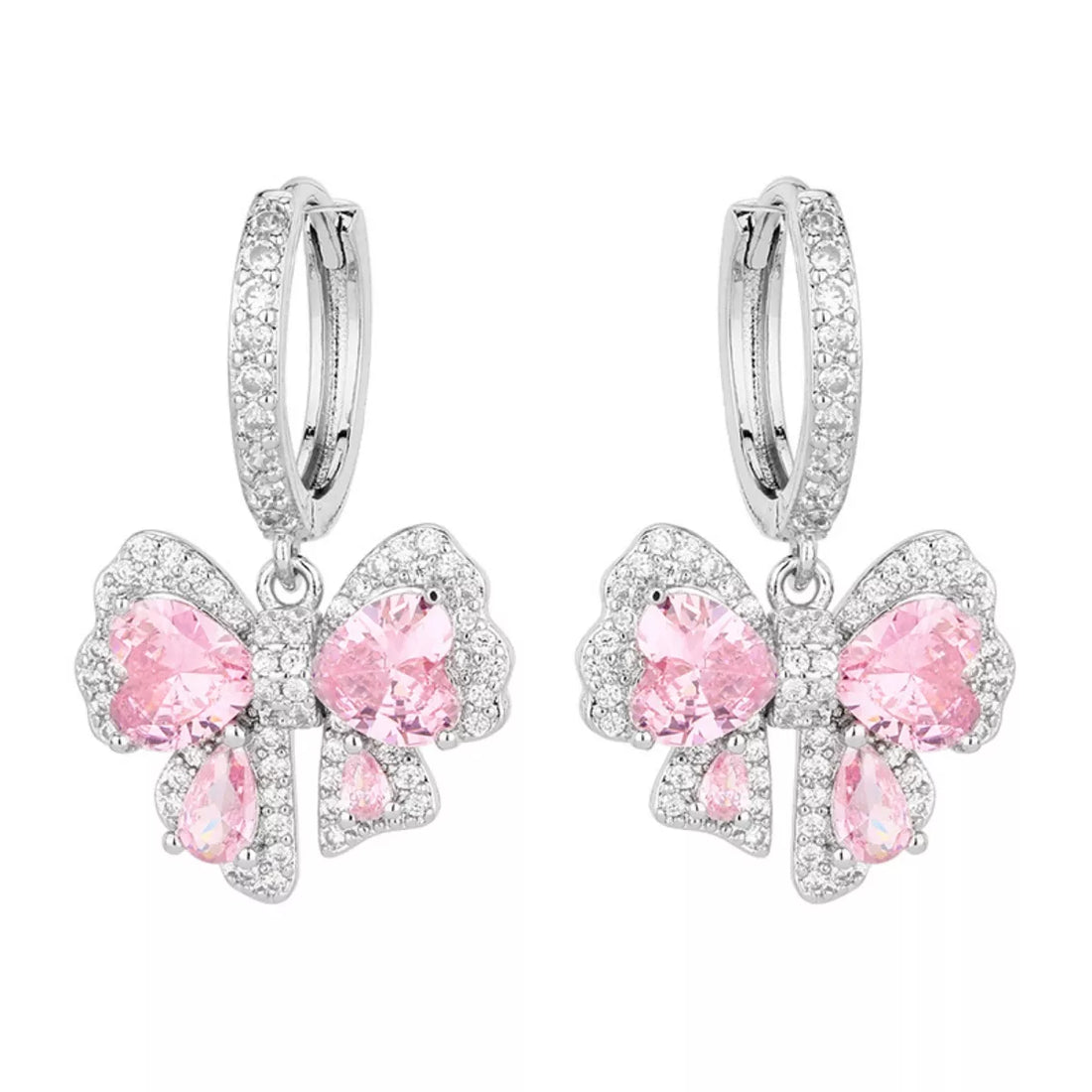 Zircon Bowknot Drop Earrings - cas7m