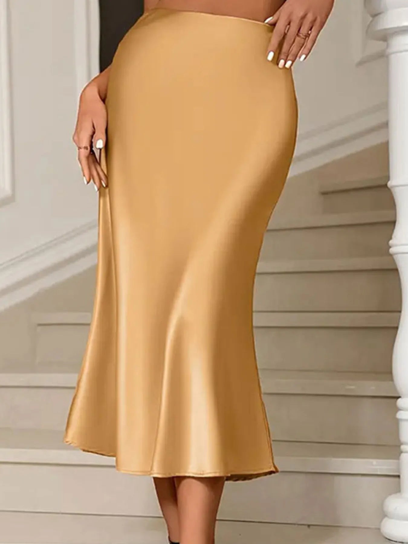 Satin Midi Mermaid Skirt - cas7m
