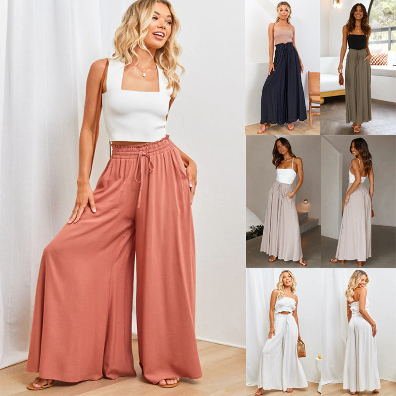 Womens Pants Wide Leg Loose Comfy Lounge Sweatpants With Pockets - cas7m