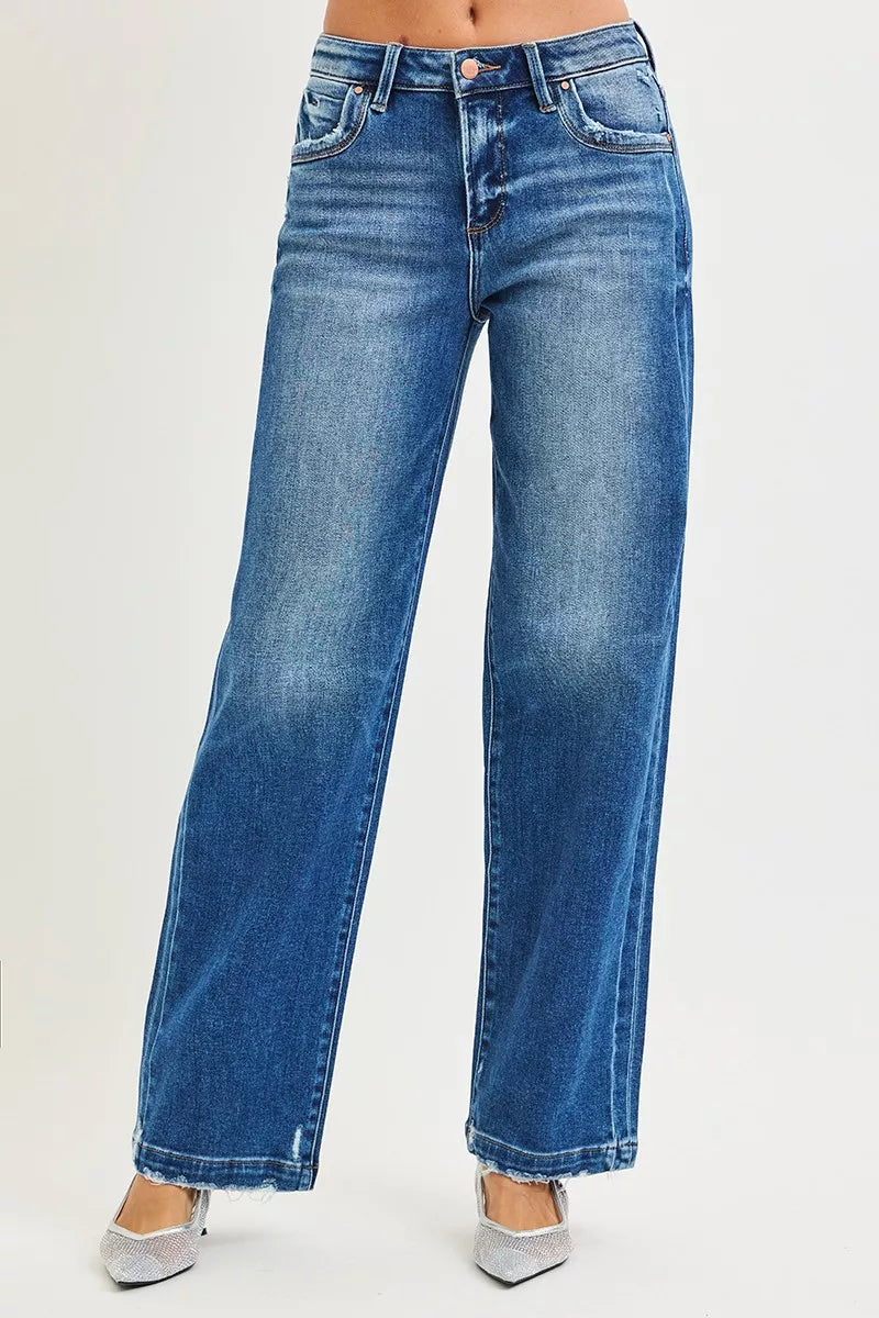 RISEN Full Size Slouchy Baggy Jeans Pocket Side Seam Detail Plus Size - cas7m
