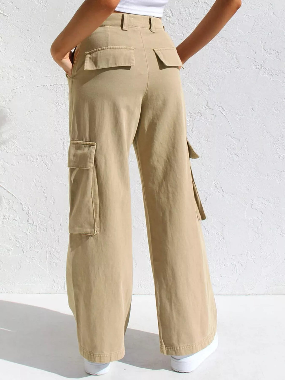 High-Waisted Wide Leg Cargo Jeans - cas7m