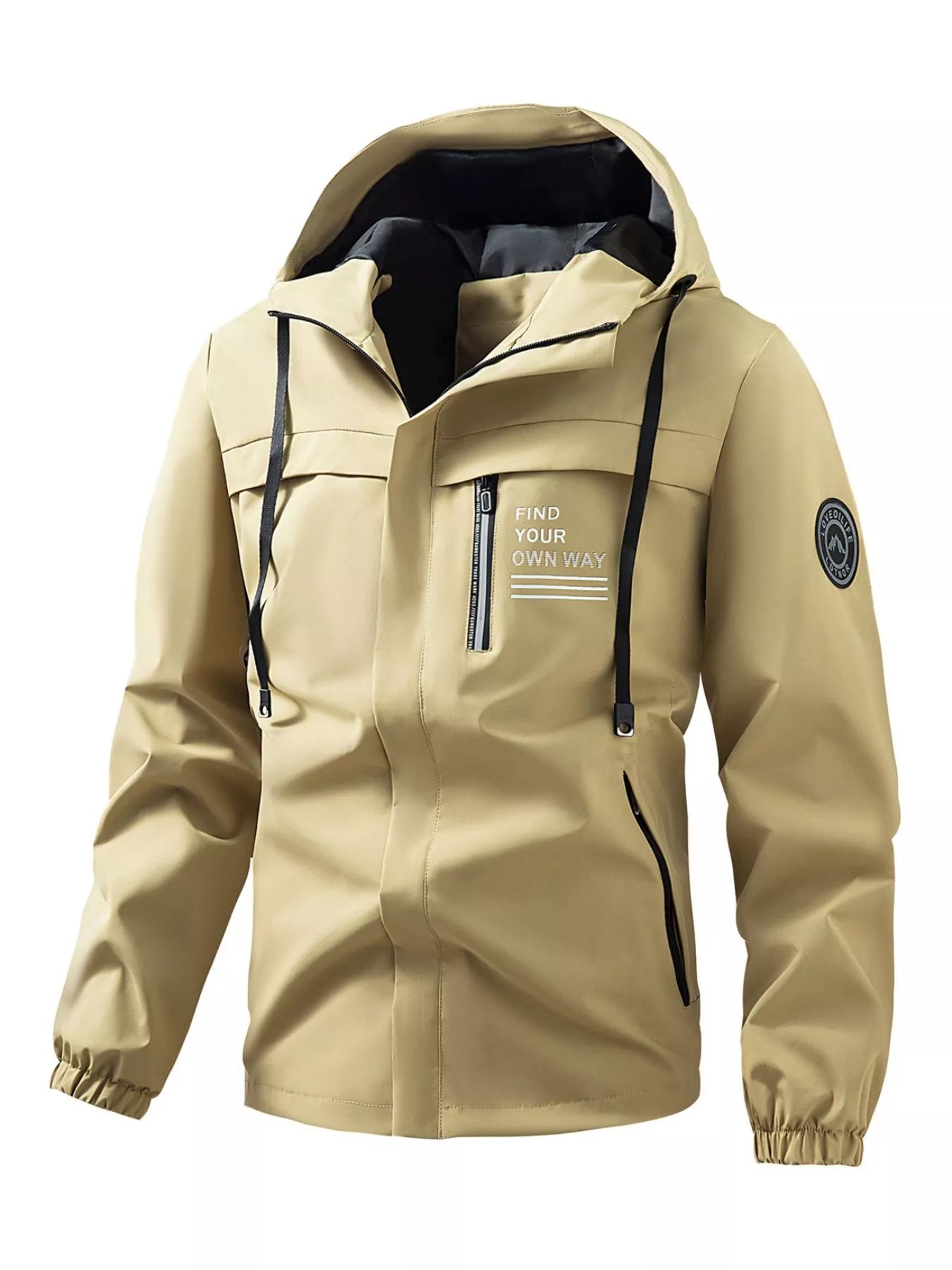 Men's Plus Size Hooded Outdoor Windproof Jacket - cas7m