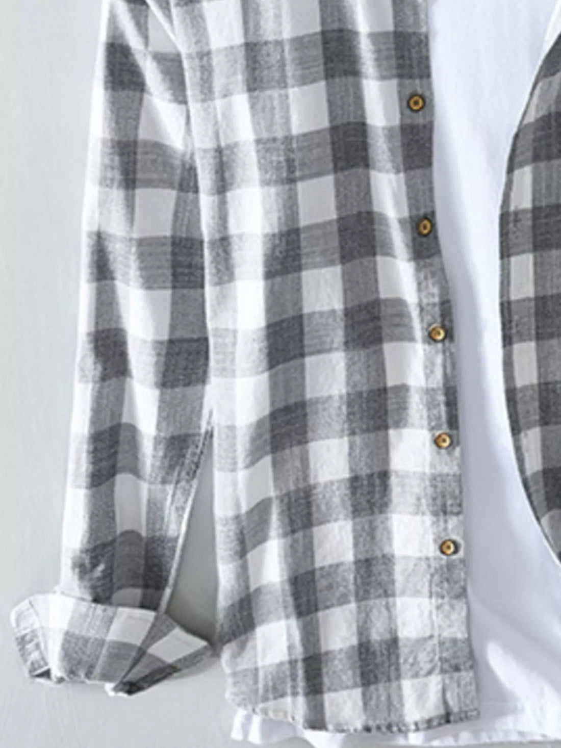 Men's Plus Size Plaid Button-Down Long Sleeve Shirt - cas7m