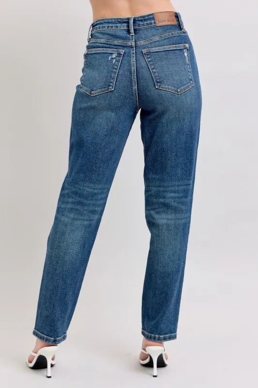 Judy Blue Full Size High Waisted Rigid Magic Non-destroy Straight Leg Jeans Plus Size - cas7m