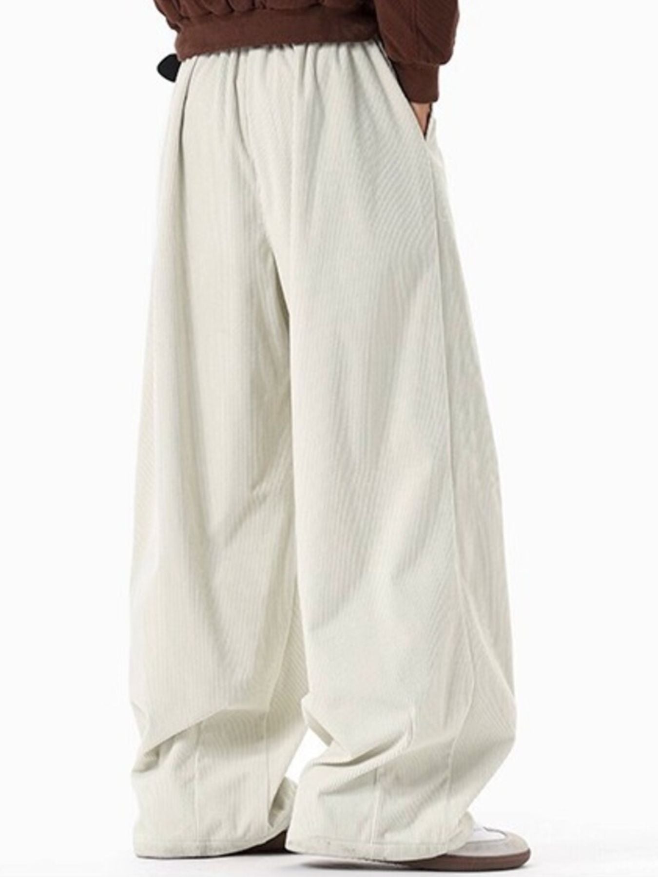Men's Plus Size Pleated Detail Wide Leg Pants - cas7m