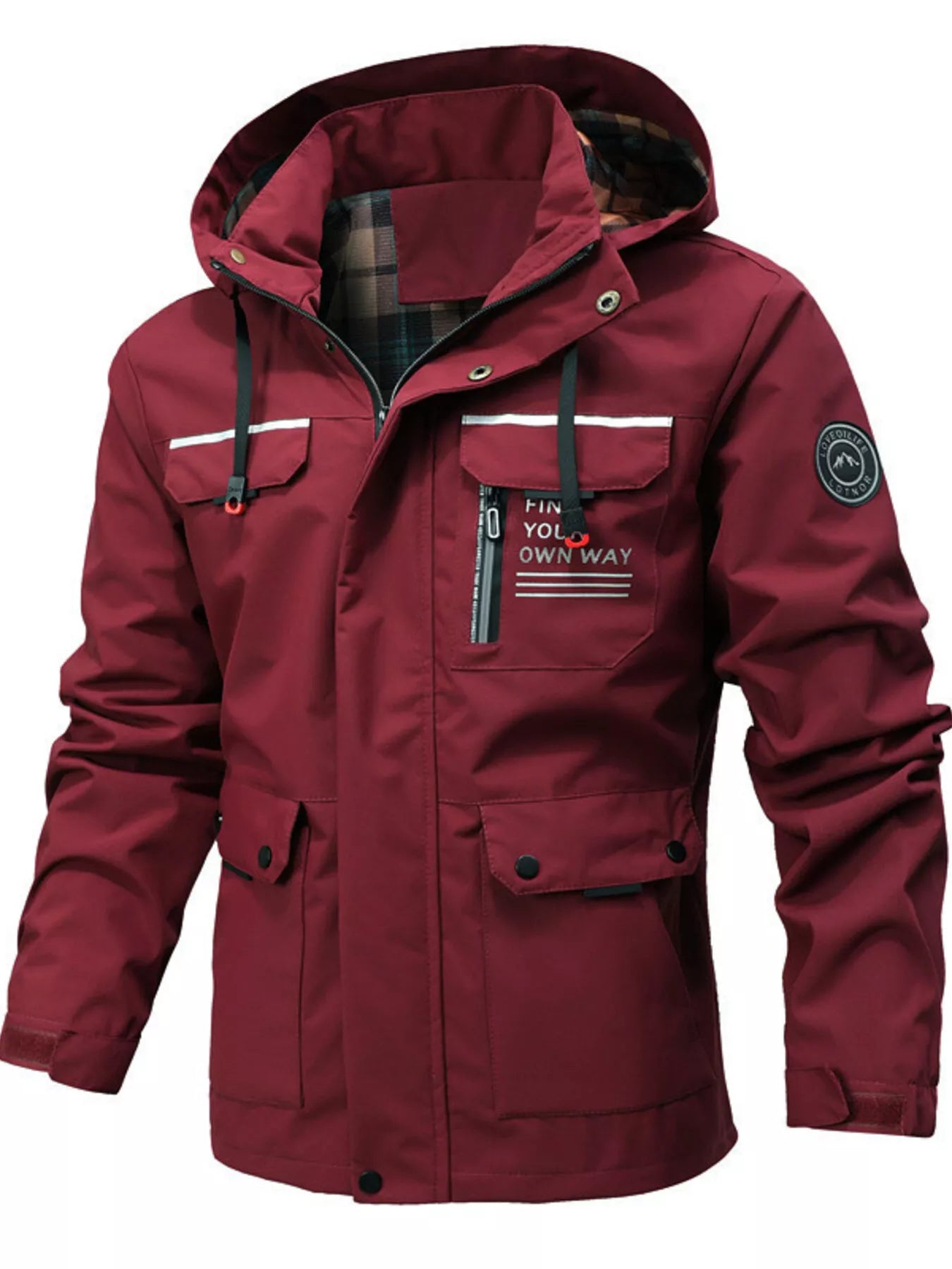 Men's Plus Size Hooded Outdoor Windproof Coat - cas7m