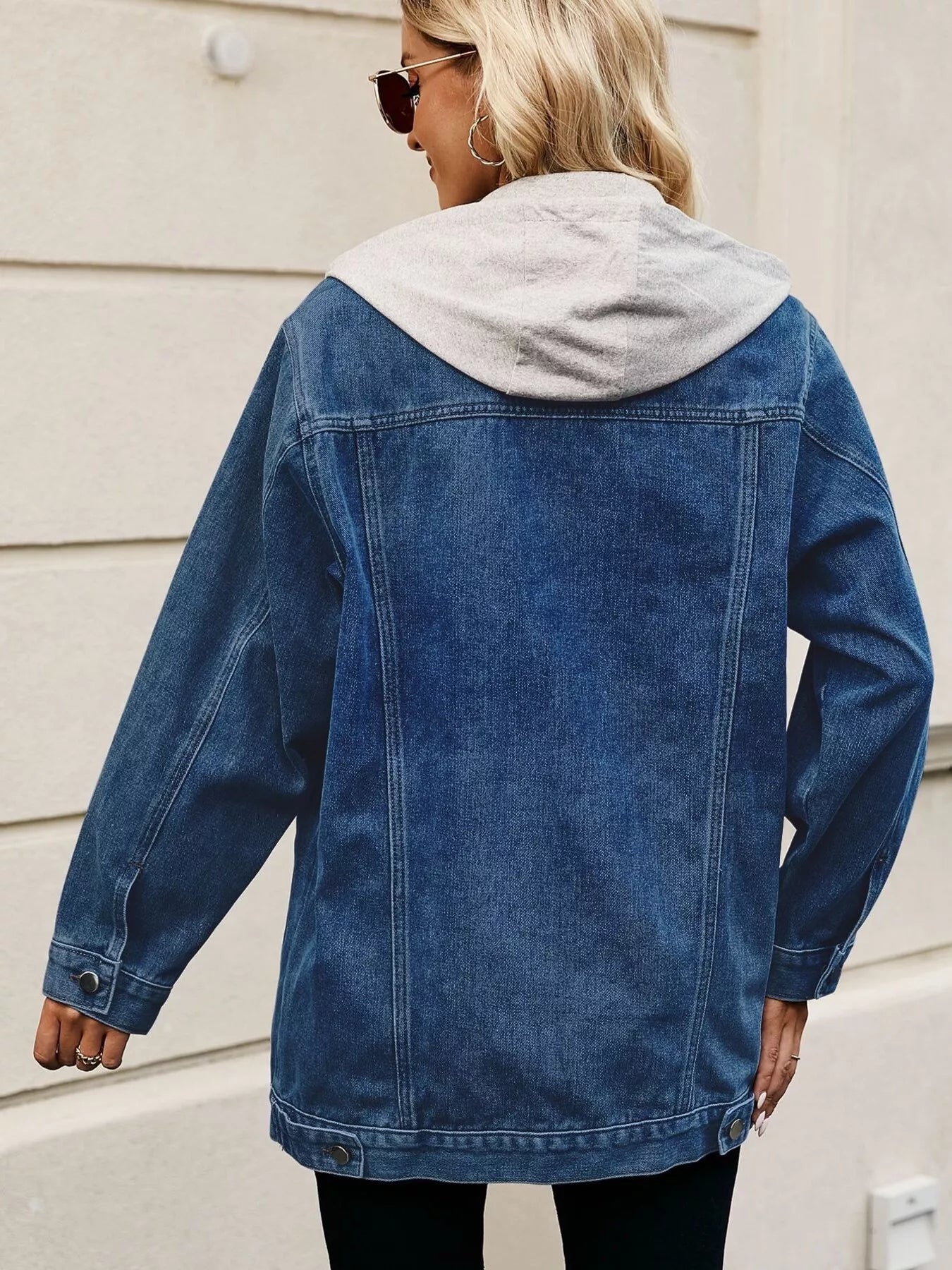 Button Up Long Sleeve Denim Jacket - cas7m