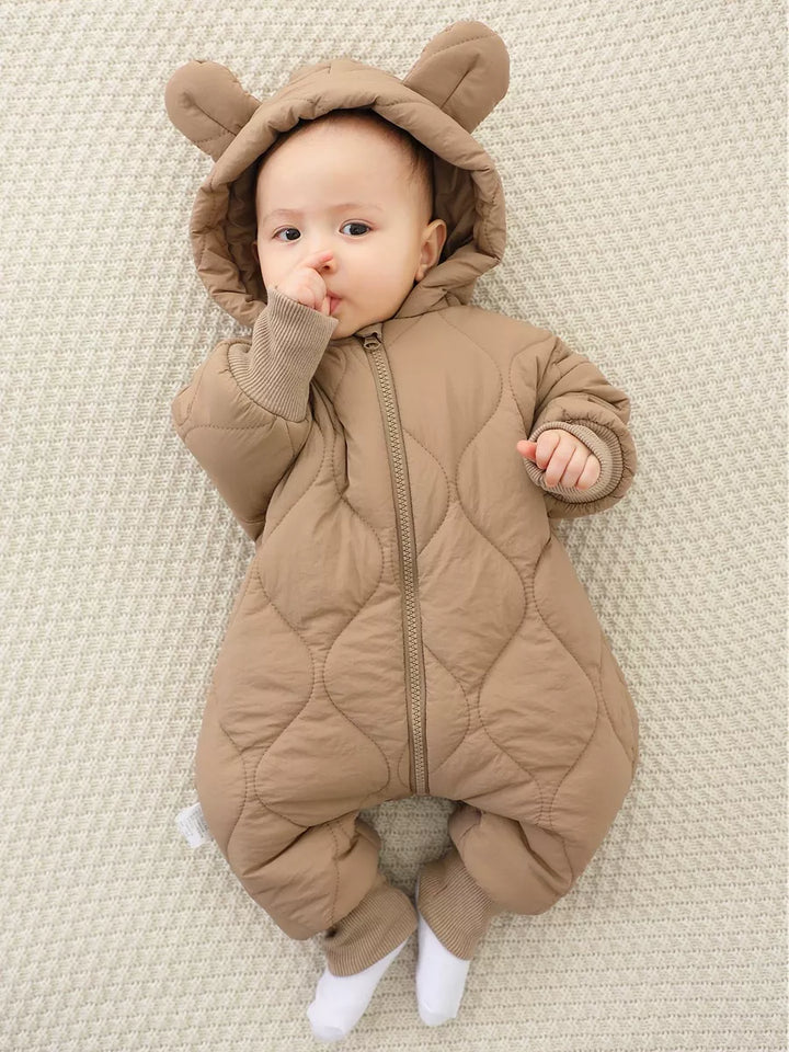 Children's Zip Front Hooded Padded One-Piece - cas7m