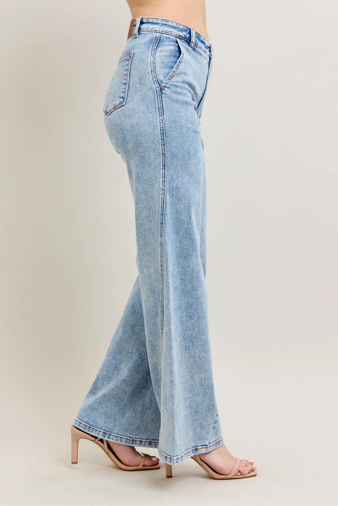 Judy Blue Full Size High Waist Wide Leg Jeans with Skewed Inseam Plus Size - cas7m