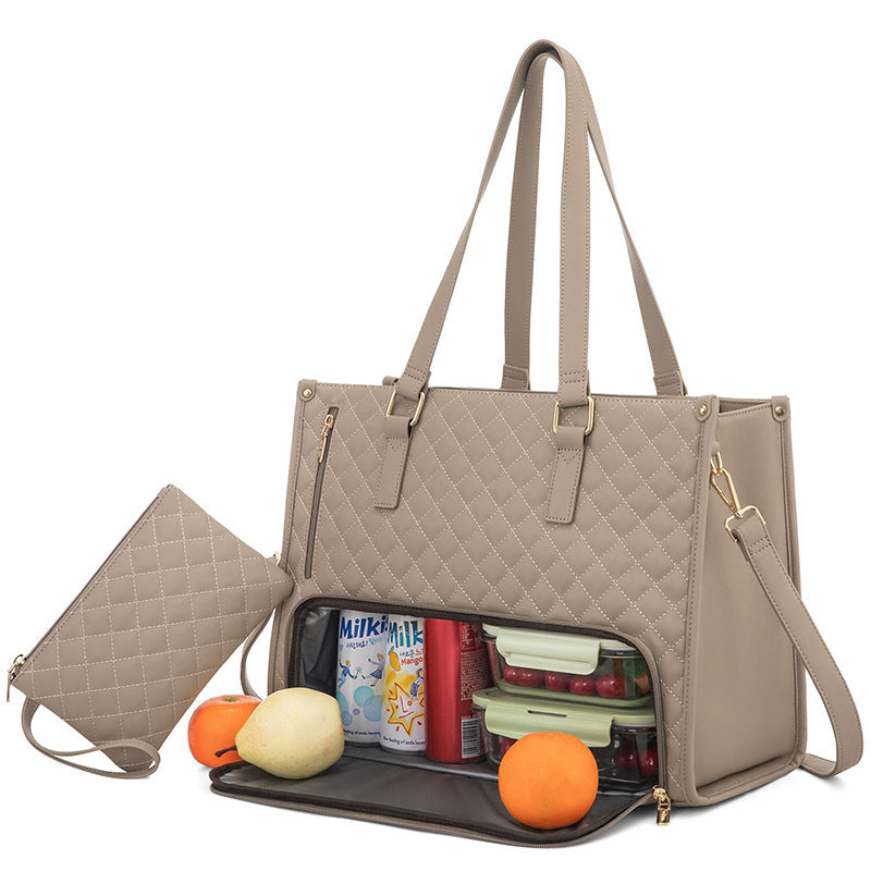 Versatile Quilted 2-in-1 Women's Laptop & Lunch Bag Set - cas7m