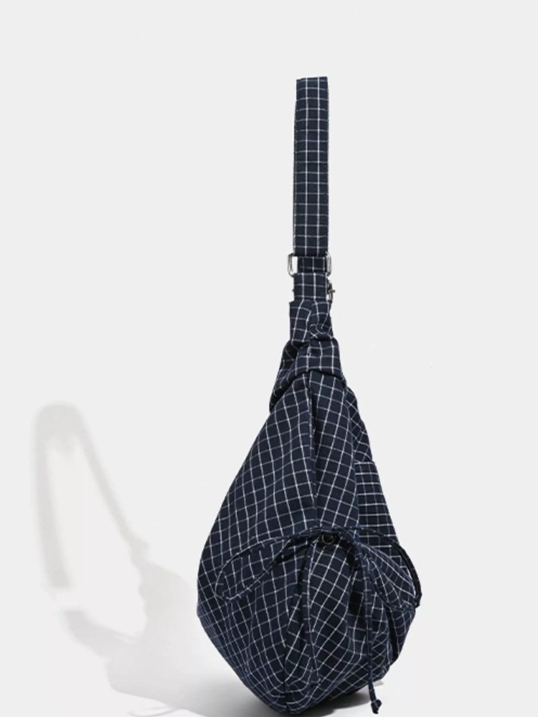 Plaid Pattern Ruched Shoulder Bag - cas7m