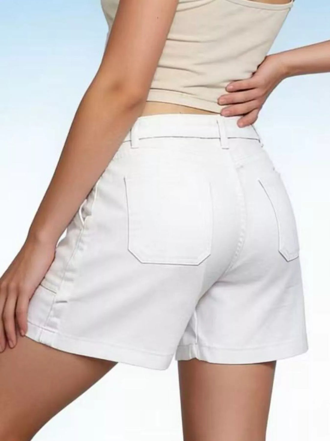 Pocketed Denim Shorts - cas7m