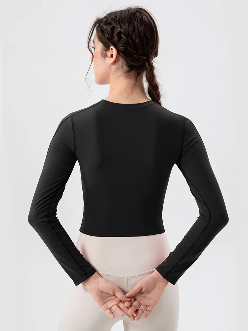 Round Neck Long Sleeve Active T-Shirt - cas7m