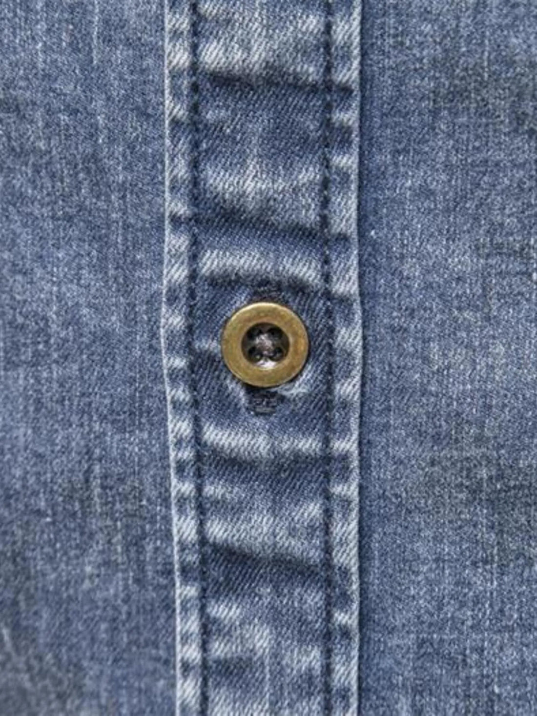 Men's Button Up Long Sleeve Denim Shirt - cas7m
