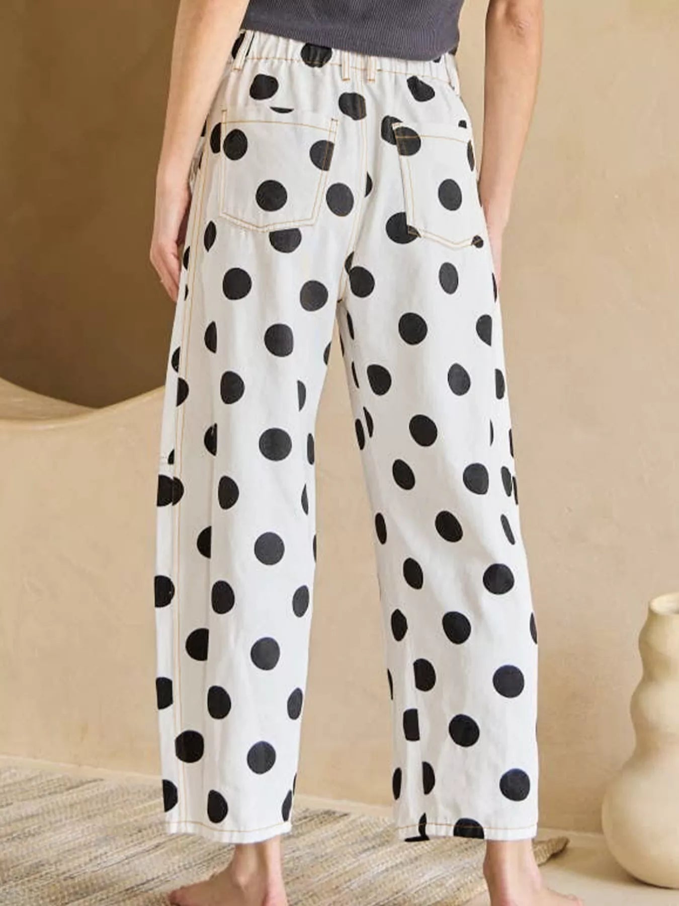 Polka Dot High-Waisted Jeans - cas7m