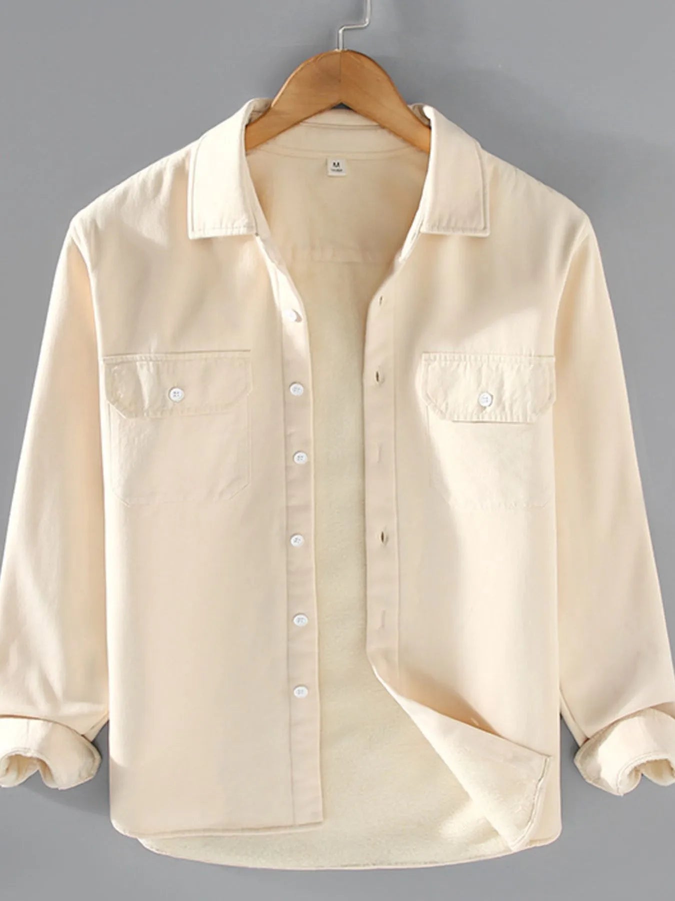 Men's Plus Size Button Up Long Sleeve Shirt - cas7m
