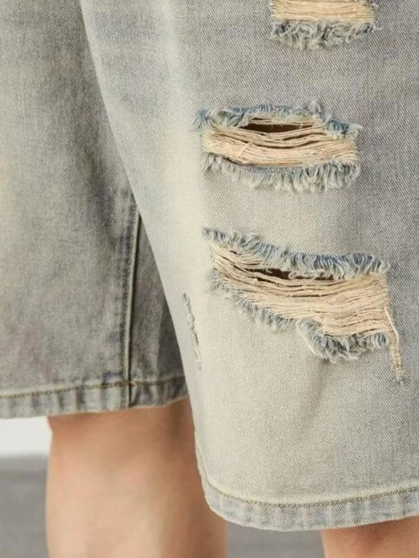 Men's Full Size Distressed Denim Shorts Plus Size - cas7m