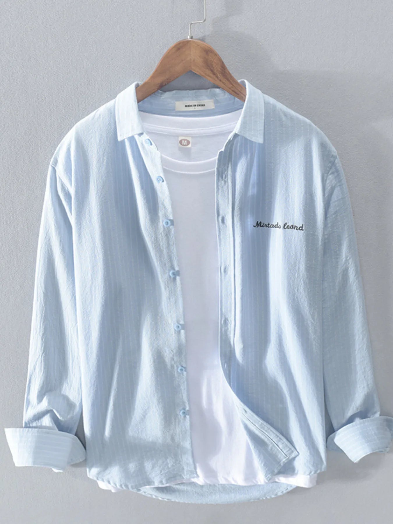 Men's Plus Size Button Up Long Sleeve Shirt - cas7m