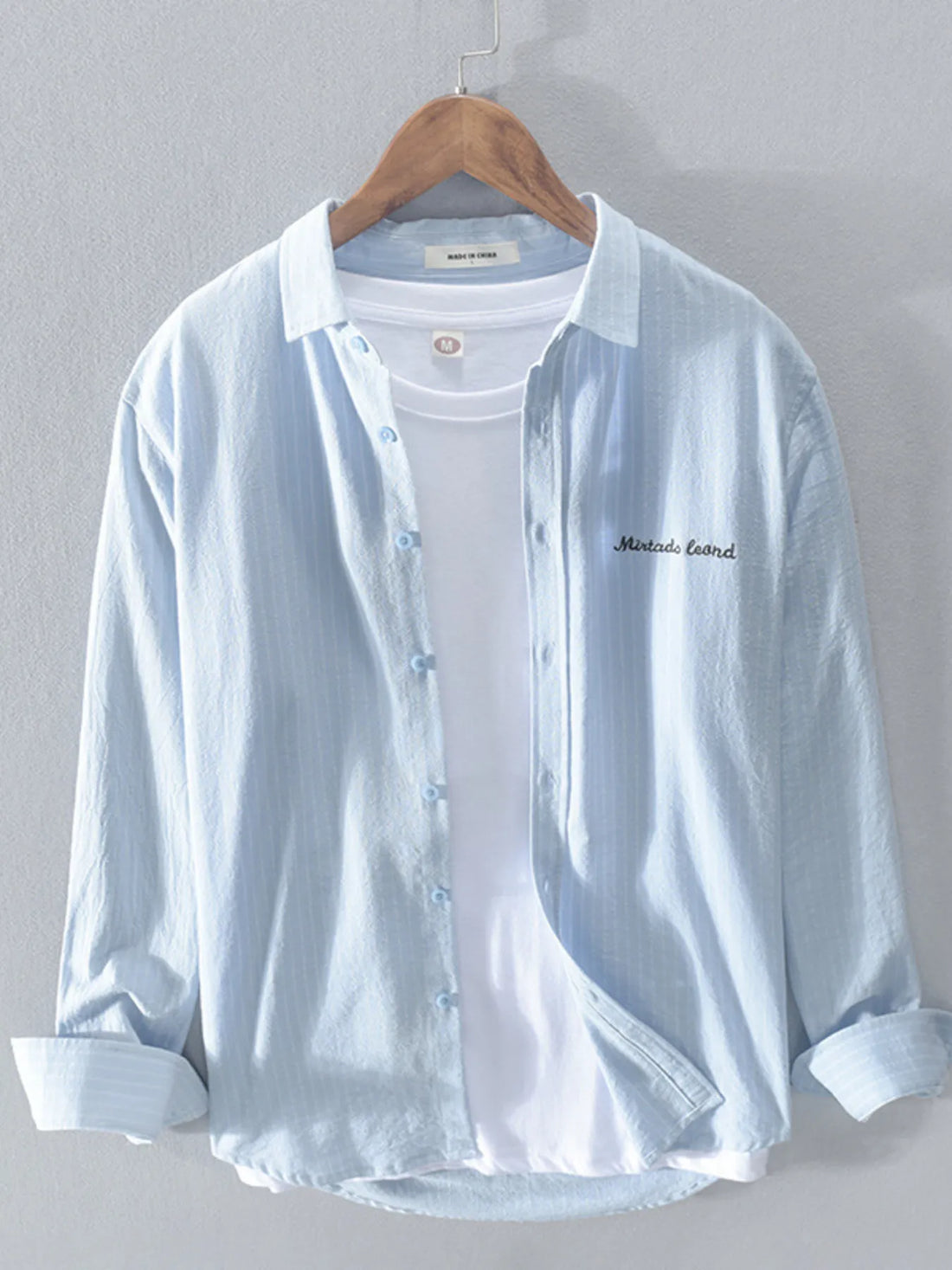Men's Plus Size Button Up Long Sleeve Shirt - cas7m