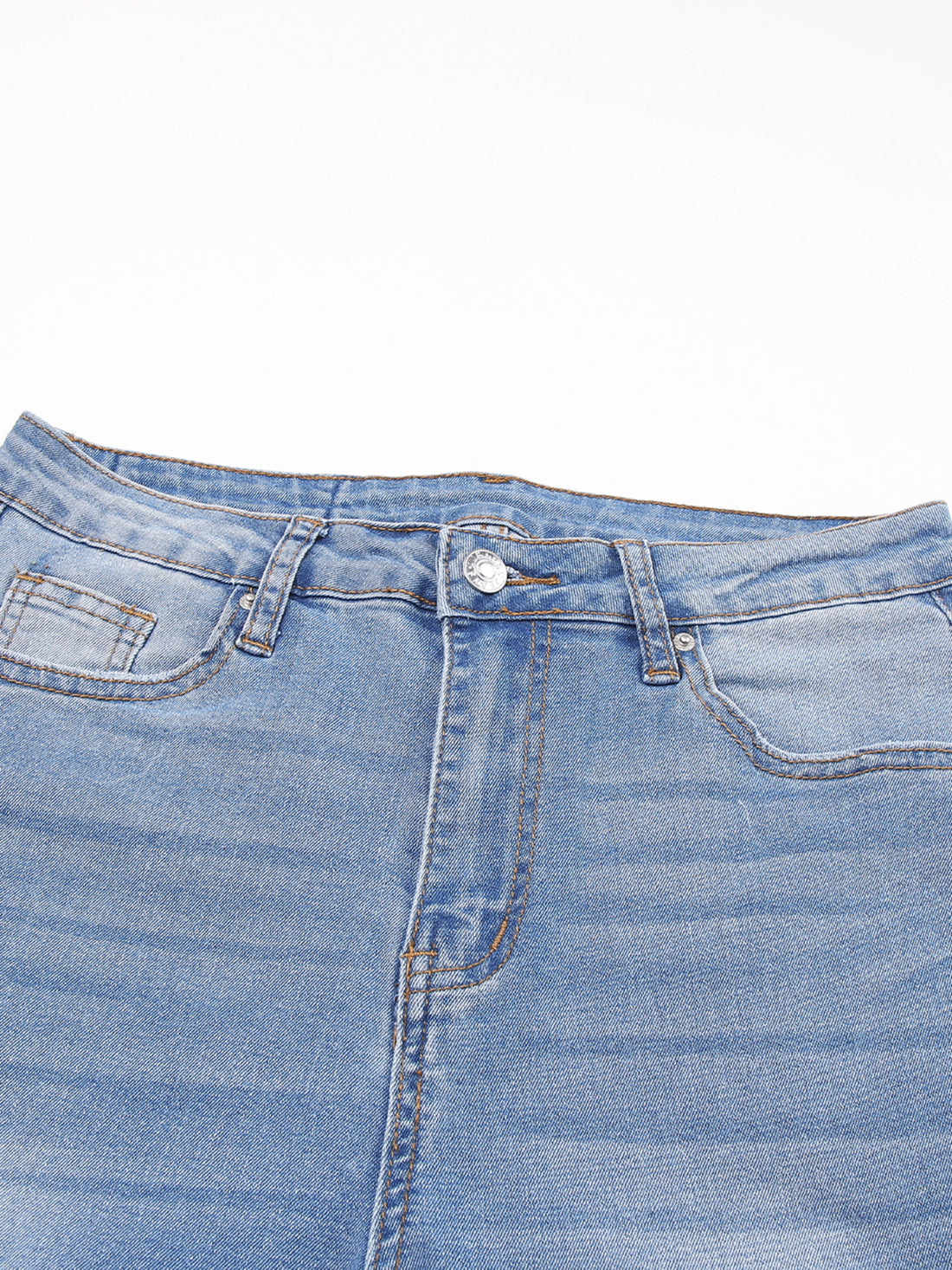 Whiskered Wash Raw Hem Cropped Jeans - cas7m