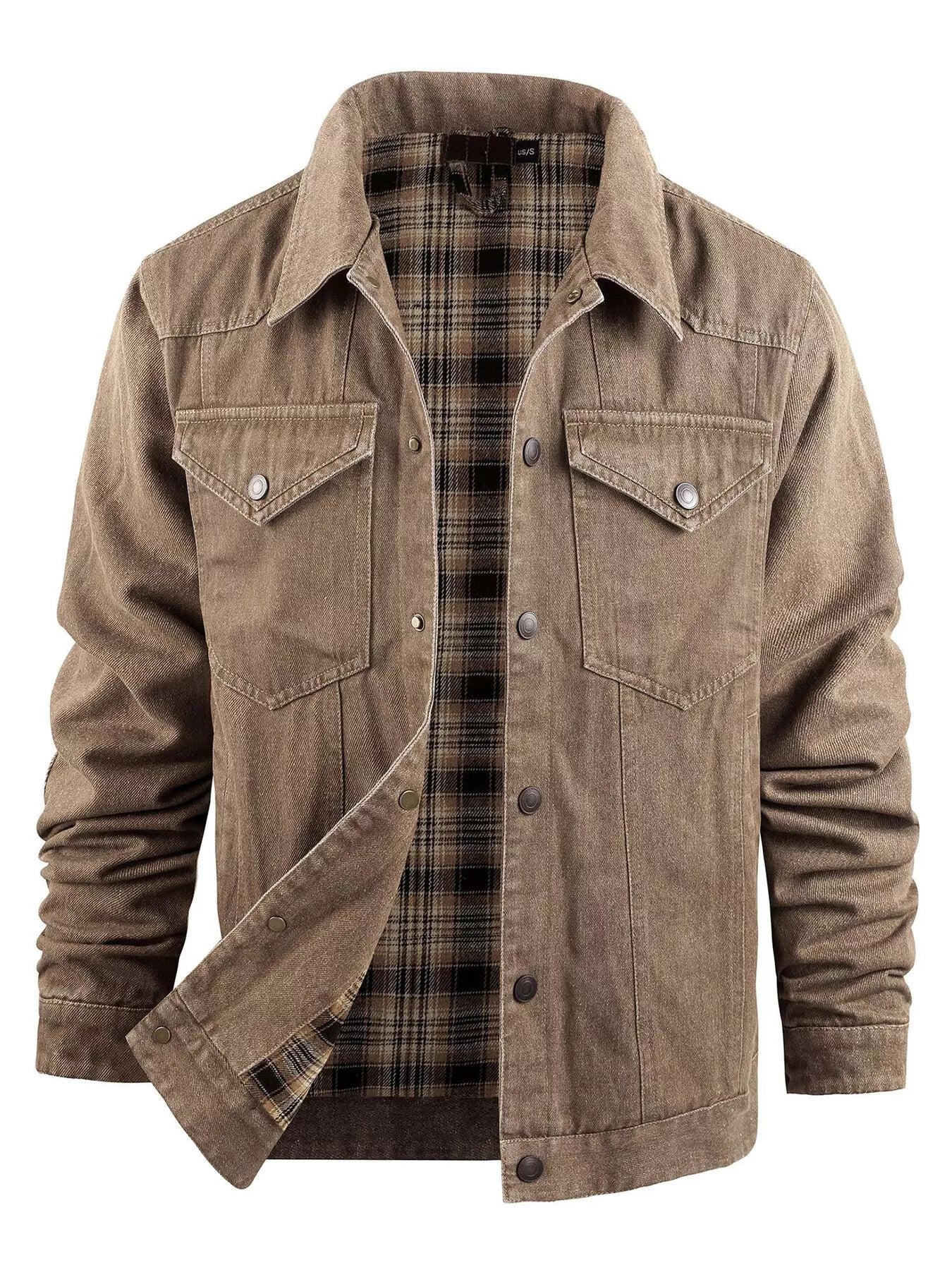 Men's Casual Snap Down Denim Jacket - cas7m