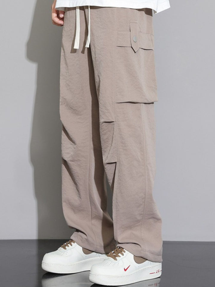 Men's Plus Size Relaxed Fit Cargo Pants with Drawstring - cas7m