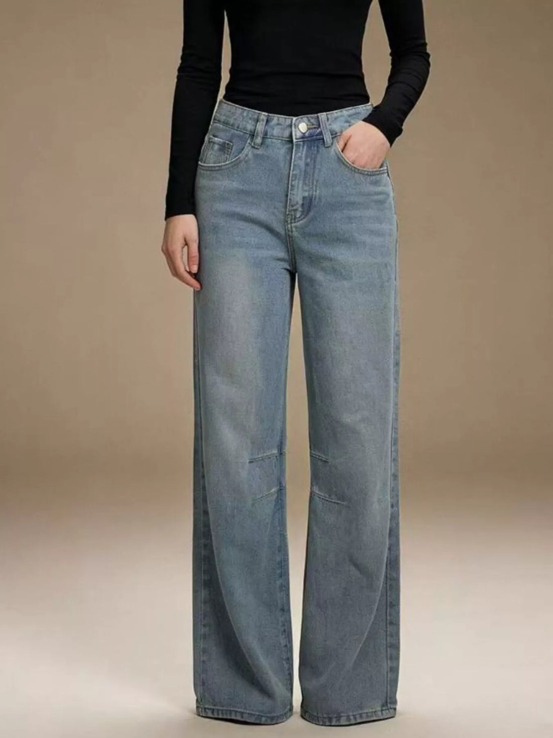 Wide Leg Wash Jeans - cas7m