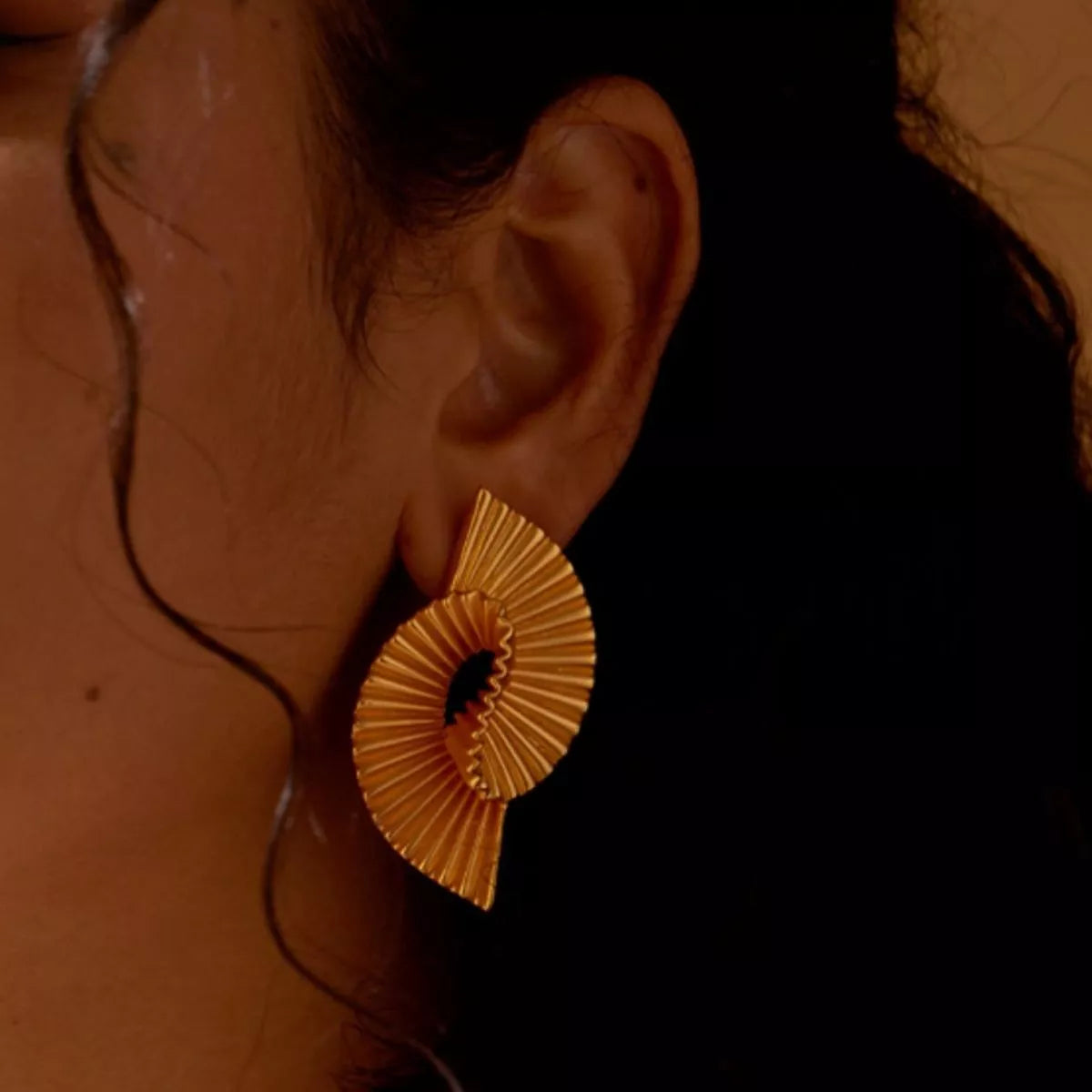 18K Gold-Plated Copper Geometric Spiral Earrings - cas7m