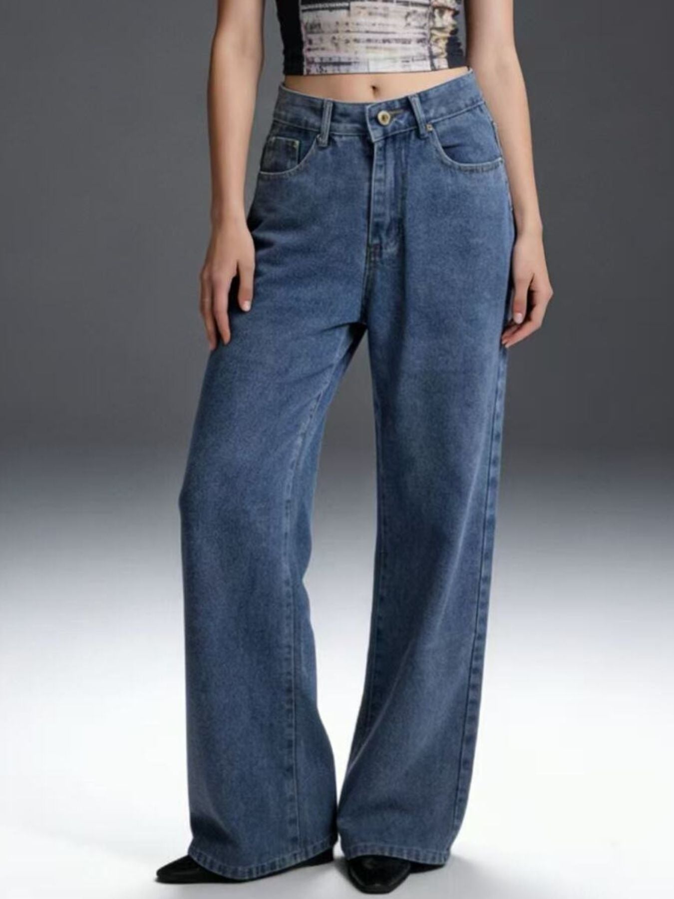 Bow Back Wide Leg Jeans - cas7m