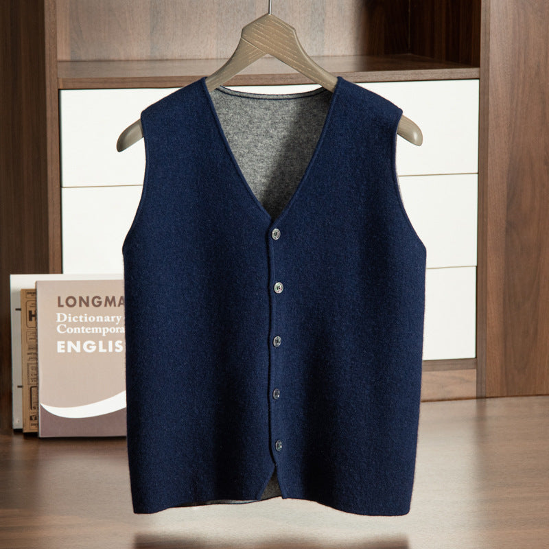 Men's V-neck Vest Premium Casual Knit Vest - cas7m