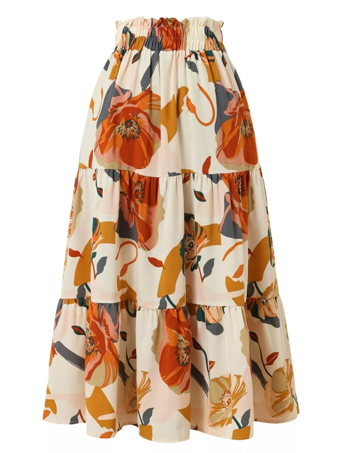 Full Size Floral Print Tiered Skirt Plus Size - cas7m
