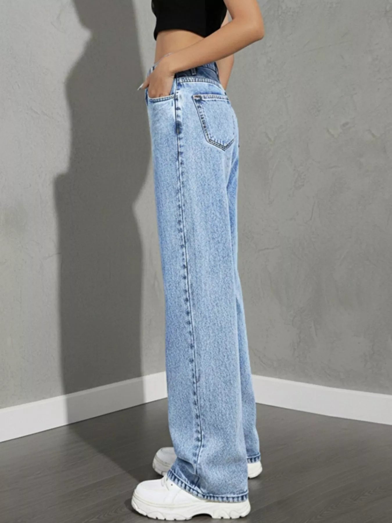 High Waist Wide Leg Jeans - cas7m