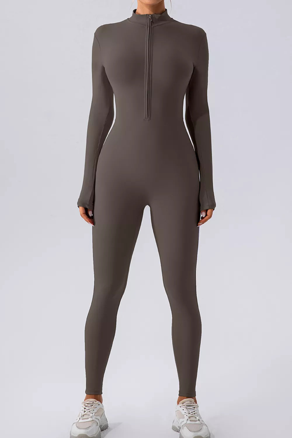 Half Zip Mock Neck Active Jumpsuit - cas7m