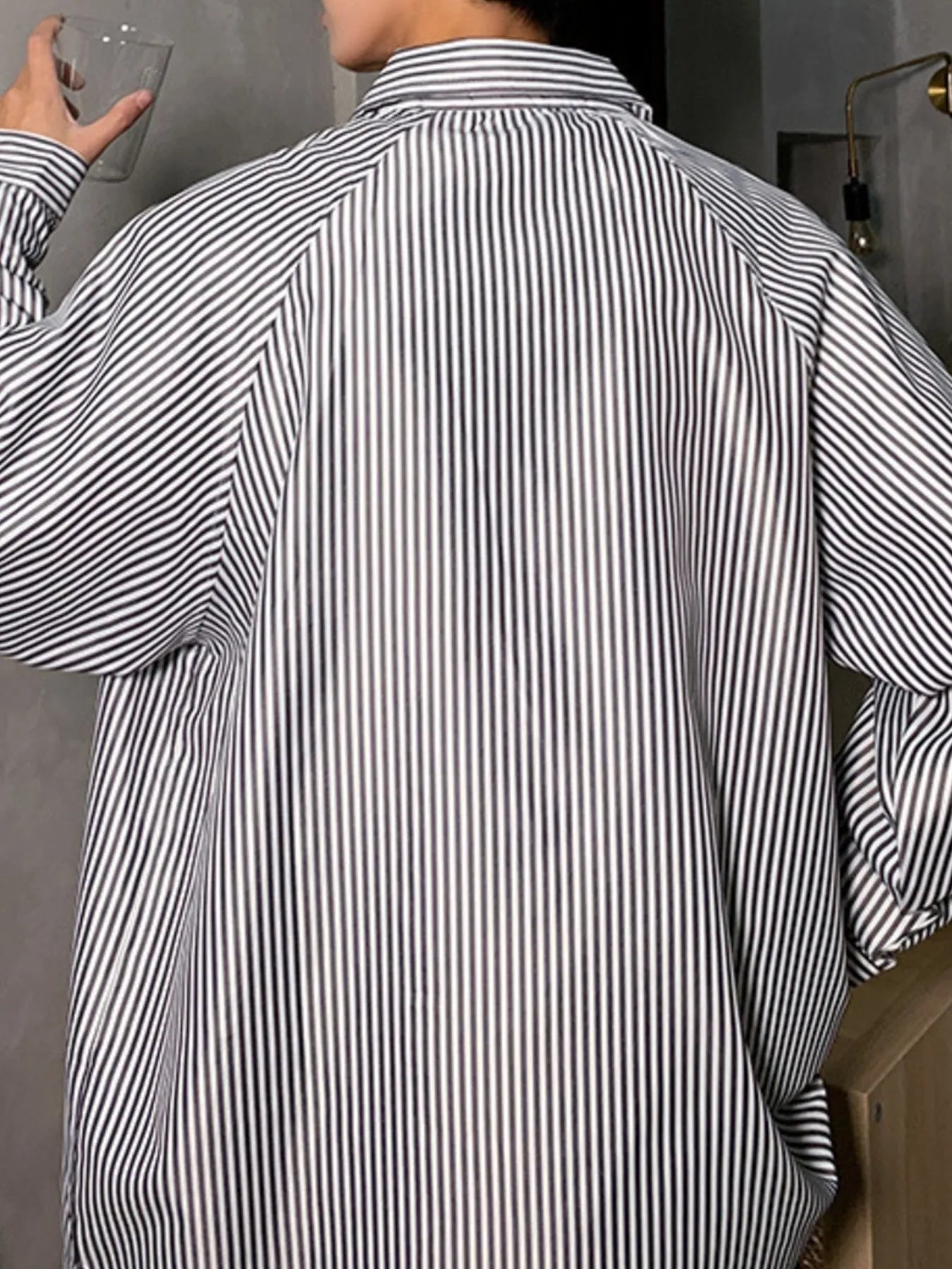Men's Striped Long Sleeve Button-Up Shirt - cas7m