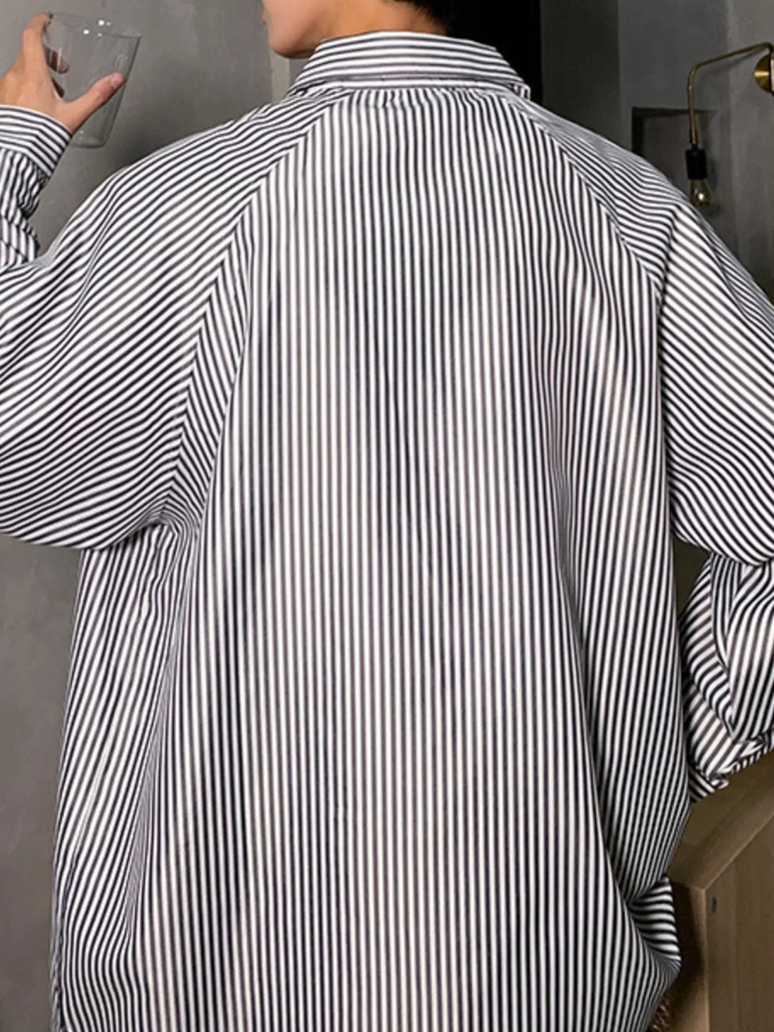 Men's Striped Long Sleeve Button-Up Shirt - cas7m