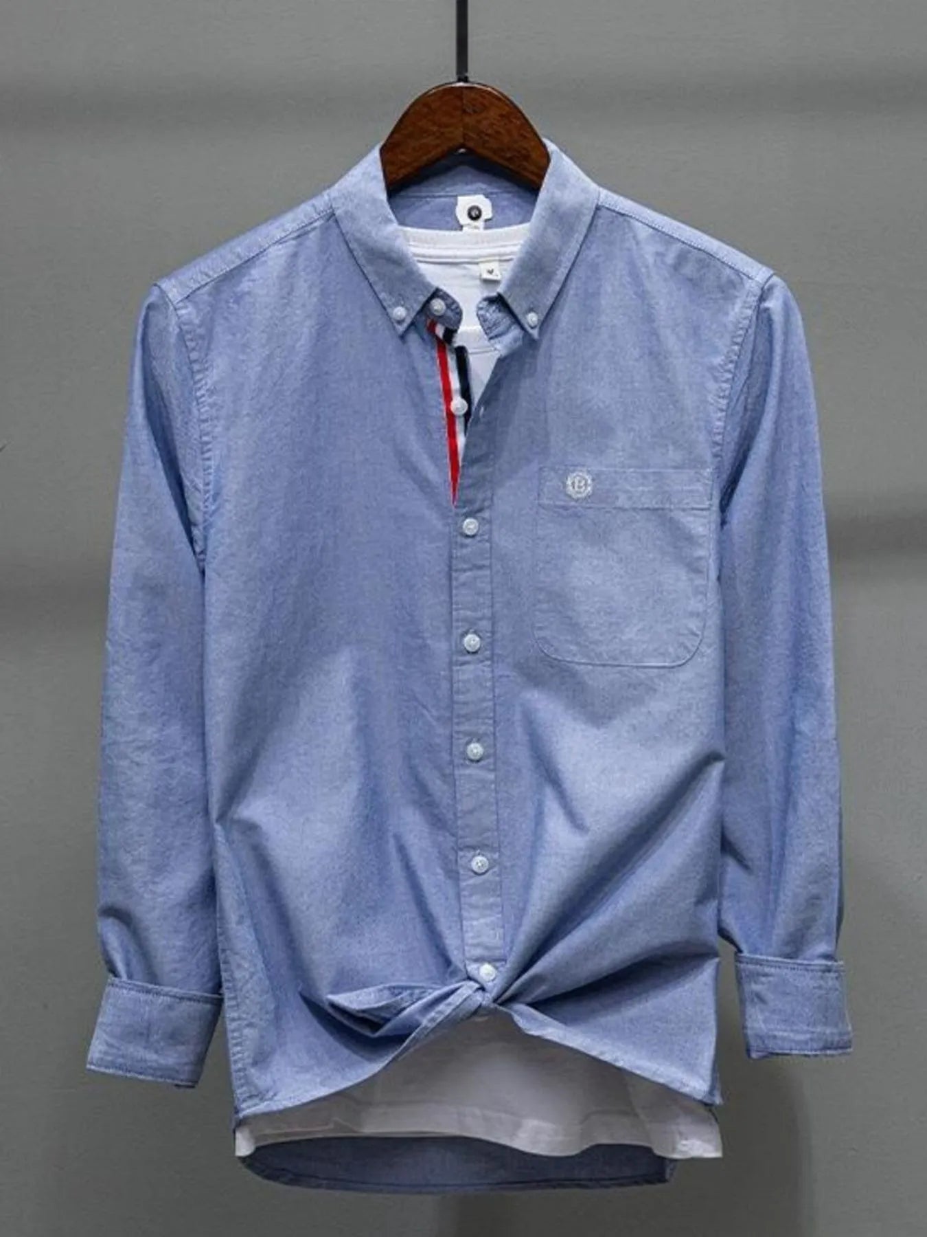 Men's Plus Size Button Up Long Sleeve Shirt - cas7m
