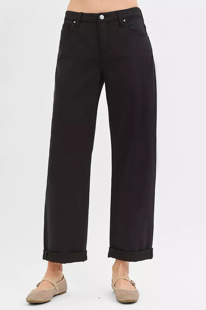 RISEN Tummy Control Mid Rise Ankle Barrel Relaxed Baggy - cas7m