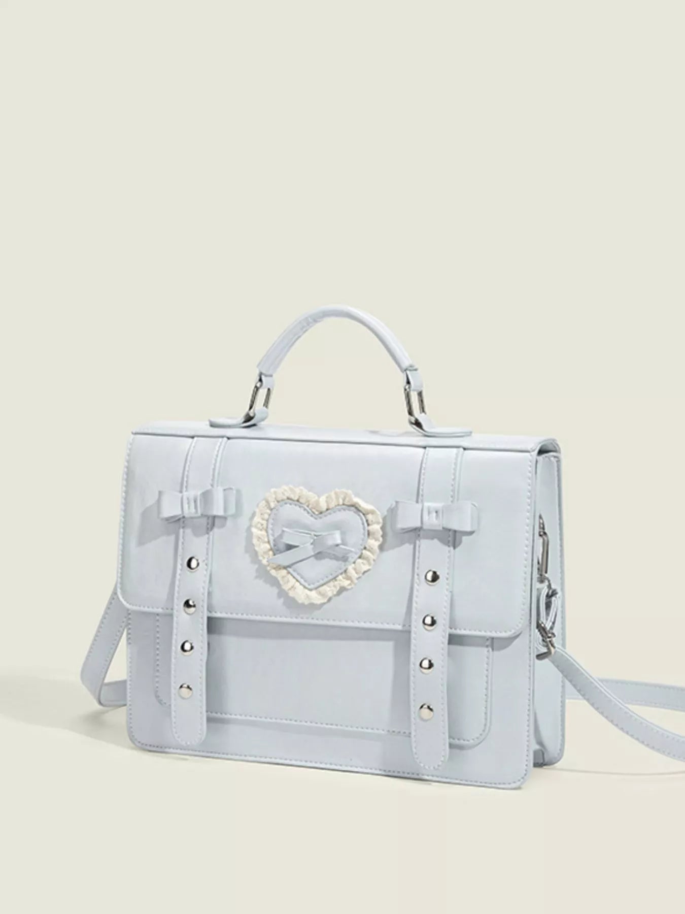 Heart Decor Buckle Backpack Bag - cas7m