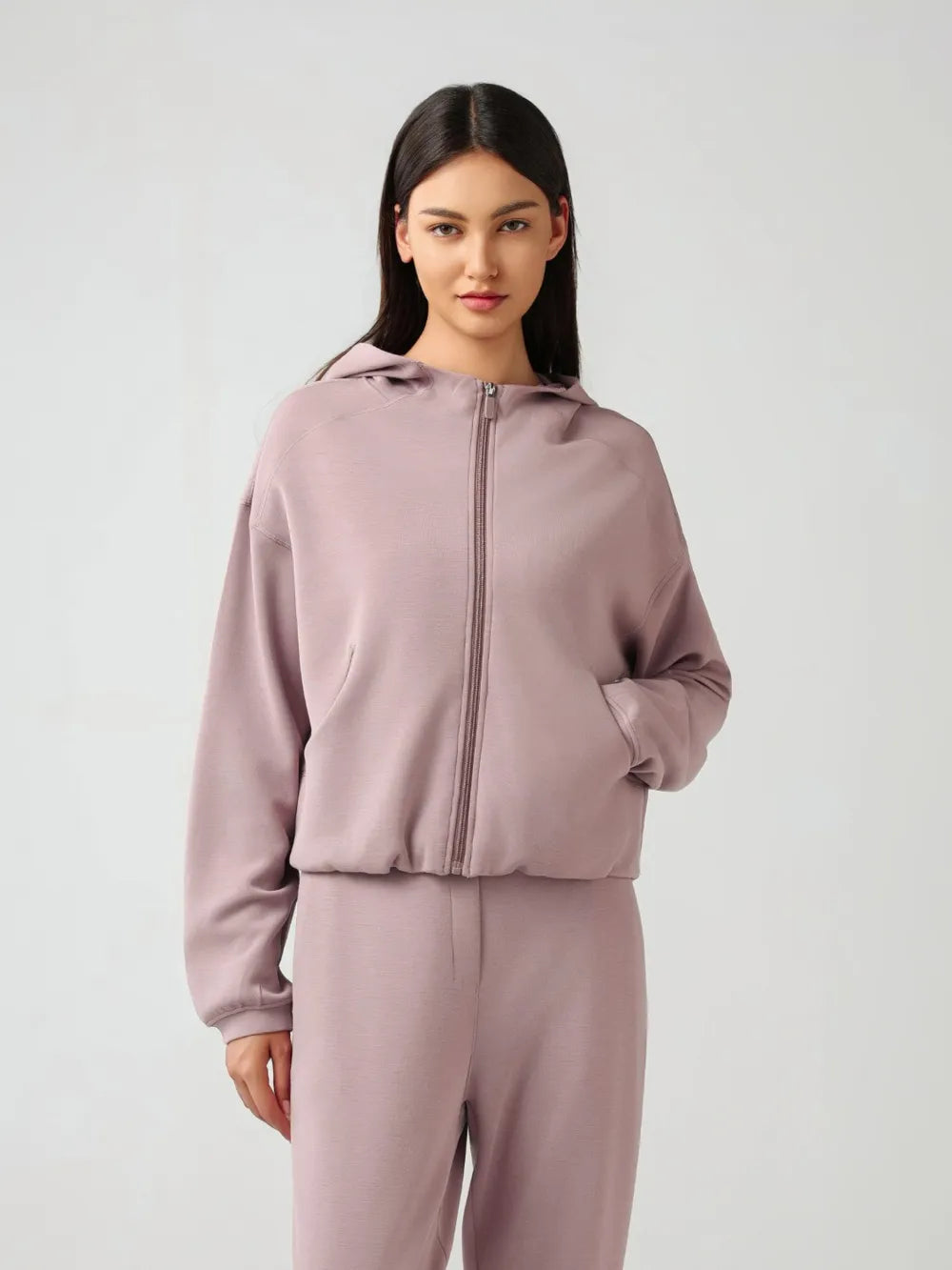 Millennia Zip Up Dropped Shouder Active Hooded - cas7m