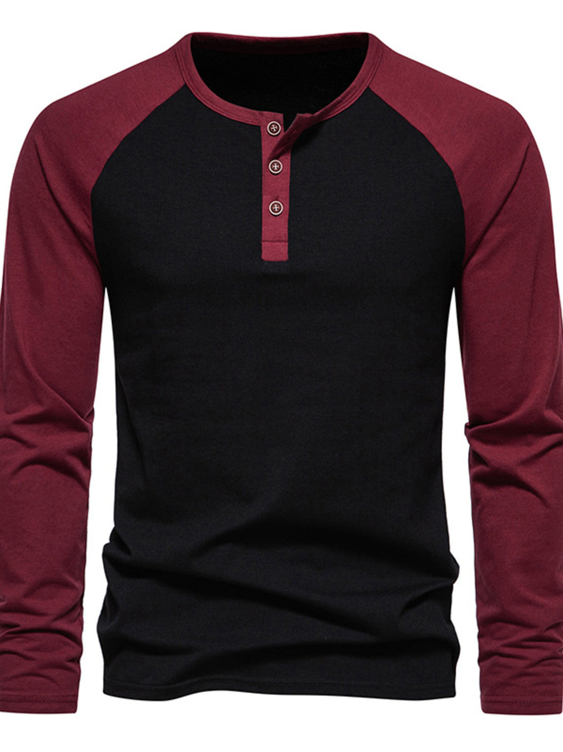 Men's Casual Henley Long Sleeve T-Shirt - cas7m