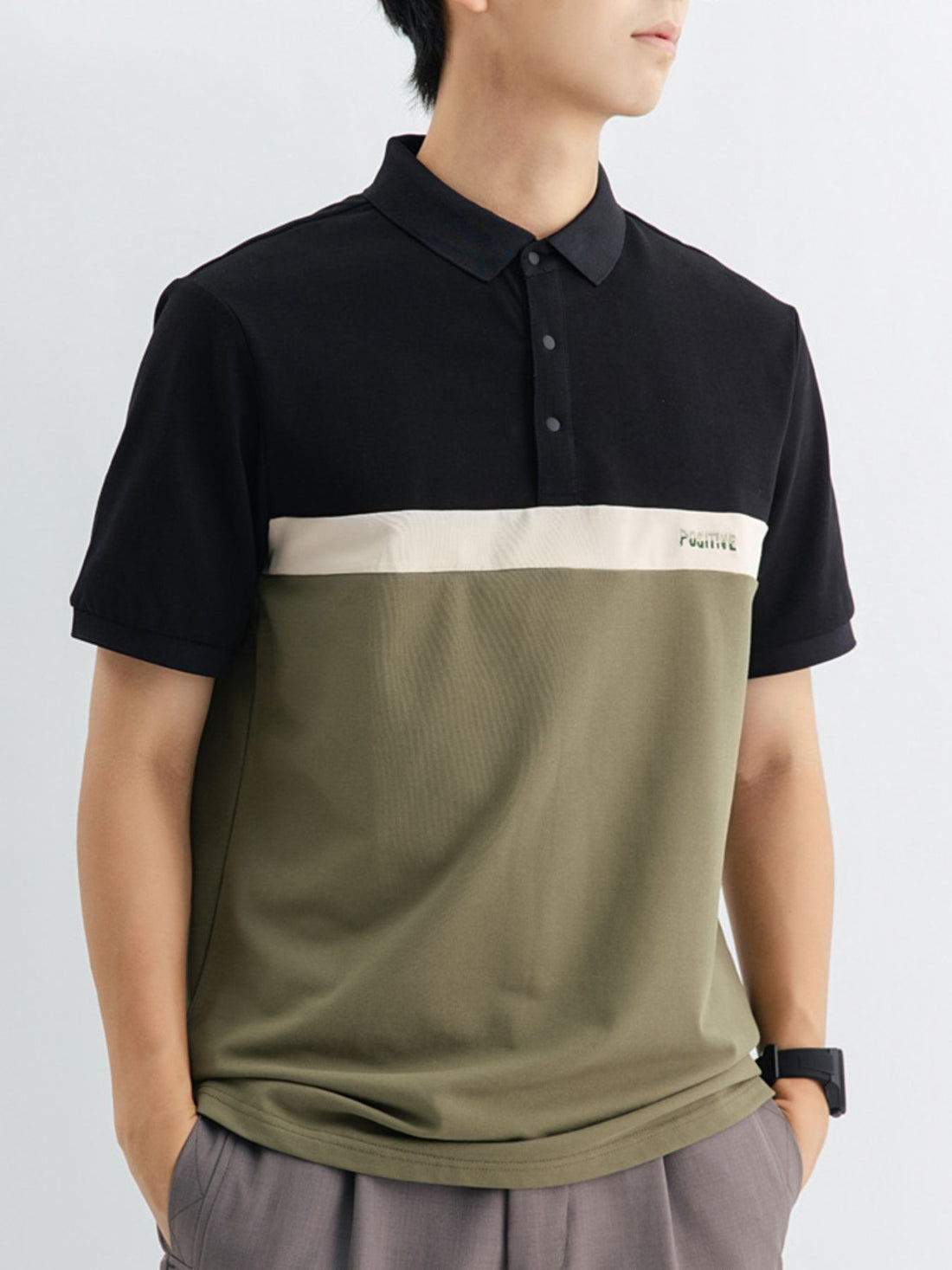 Men's Plus Size Color Block Short Sleeve Casual Polo - cas7m