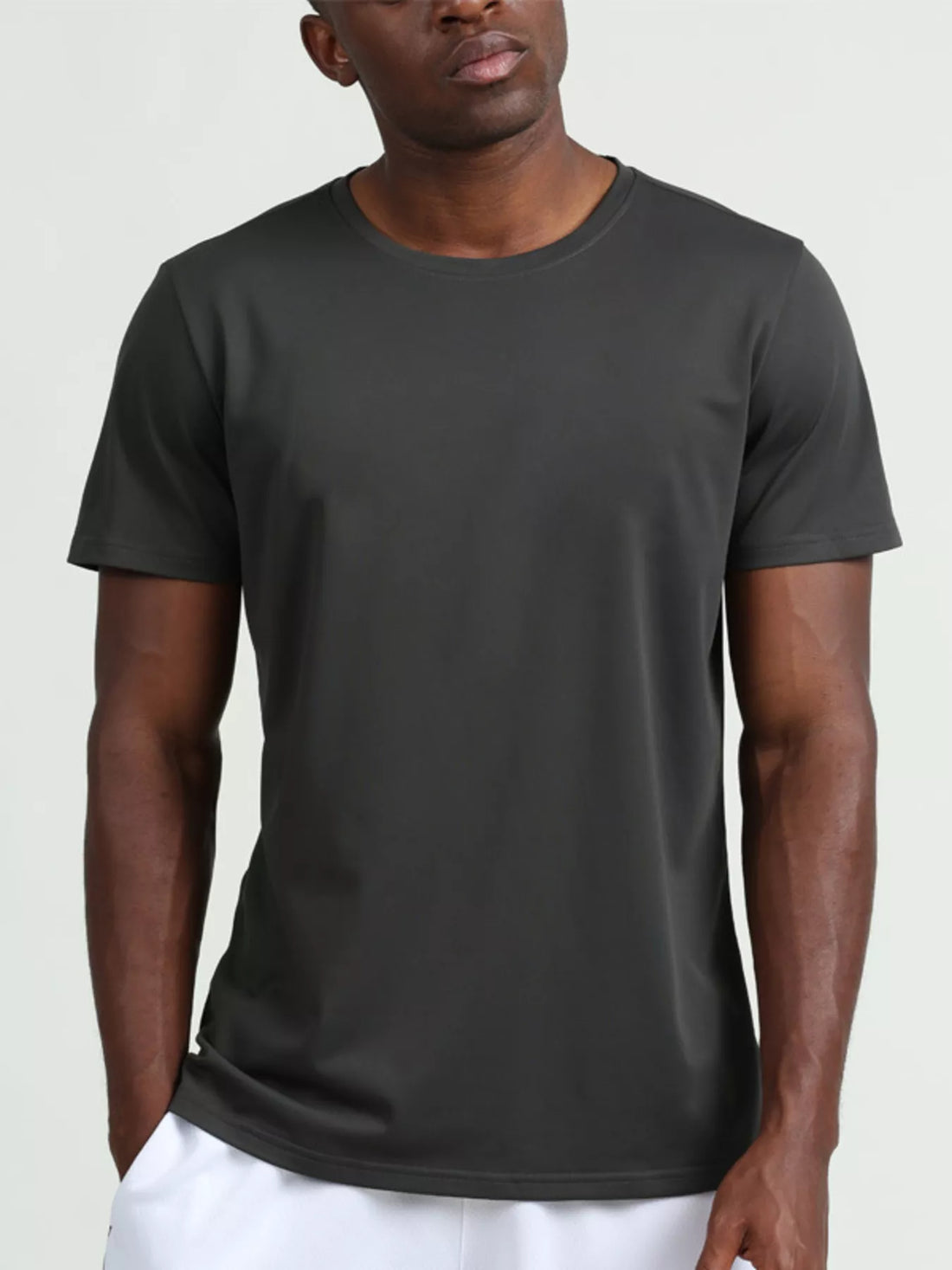 Men's Plus Size Solid Color Round Neck T-Shirt - cas7m