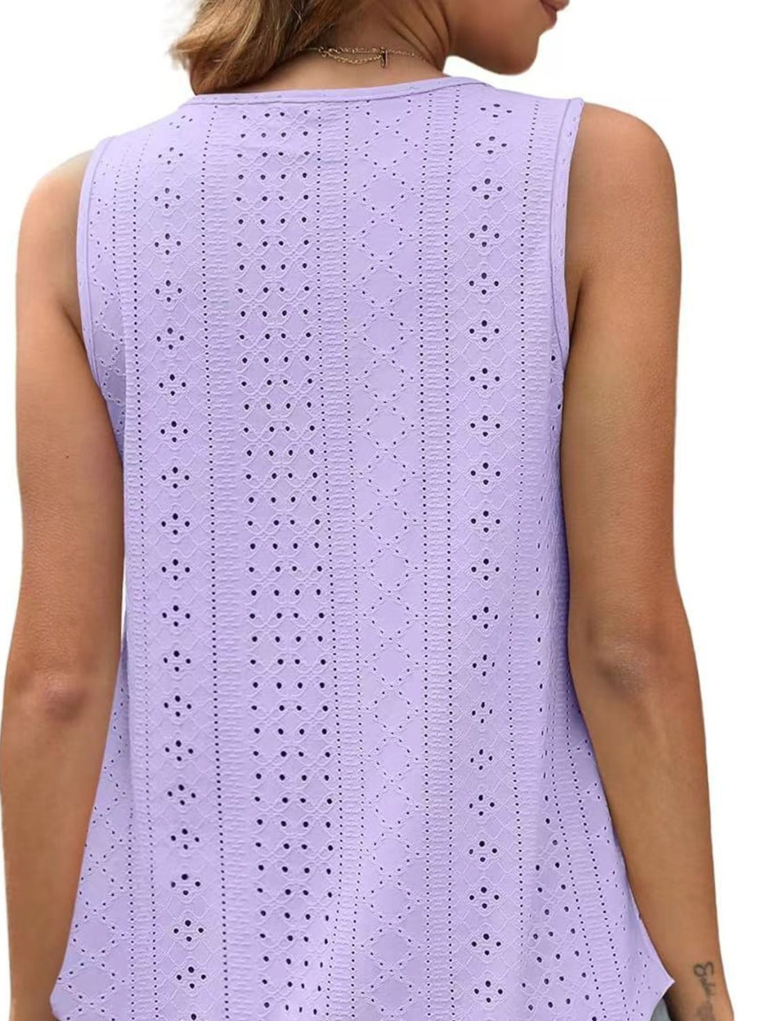 Eyelet Scoop Neck Tank - cas7m