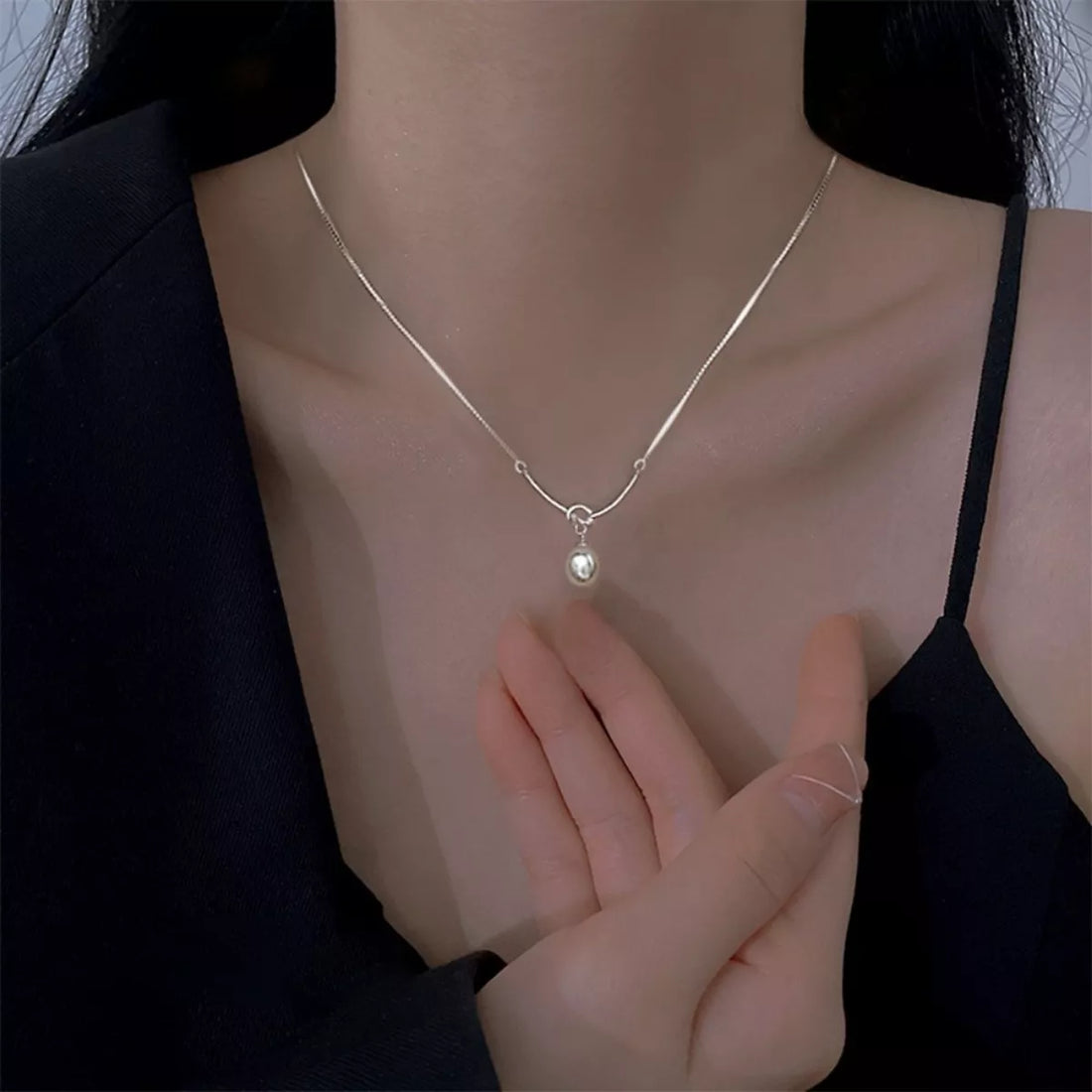 925 Sterling Silver Pearl Necklace - cas7m