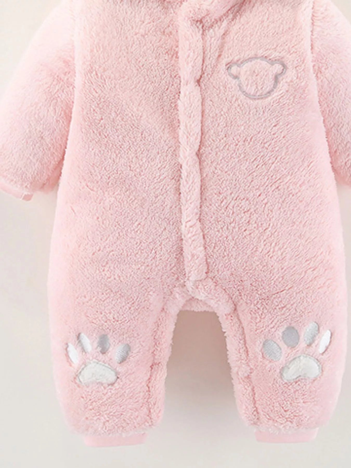 Children's Cozy Bear Hooded Fleece One-Piece - cas7m