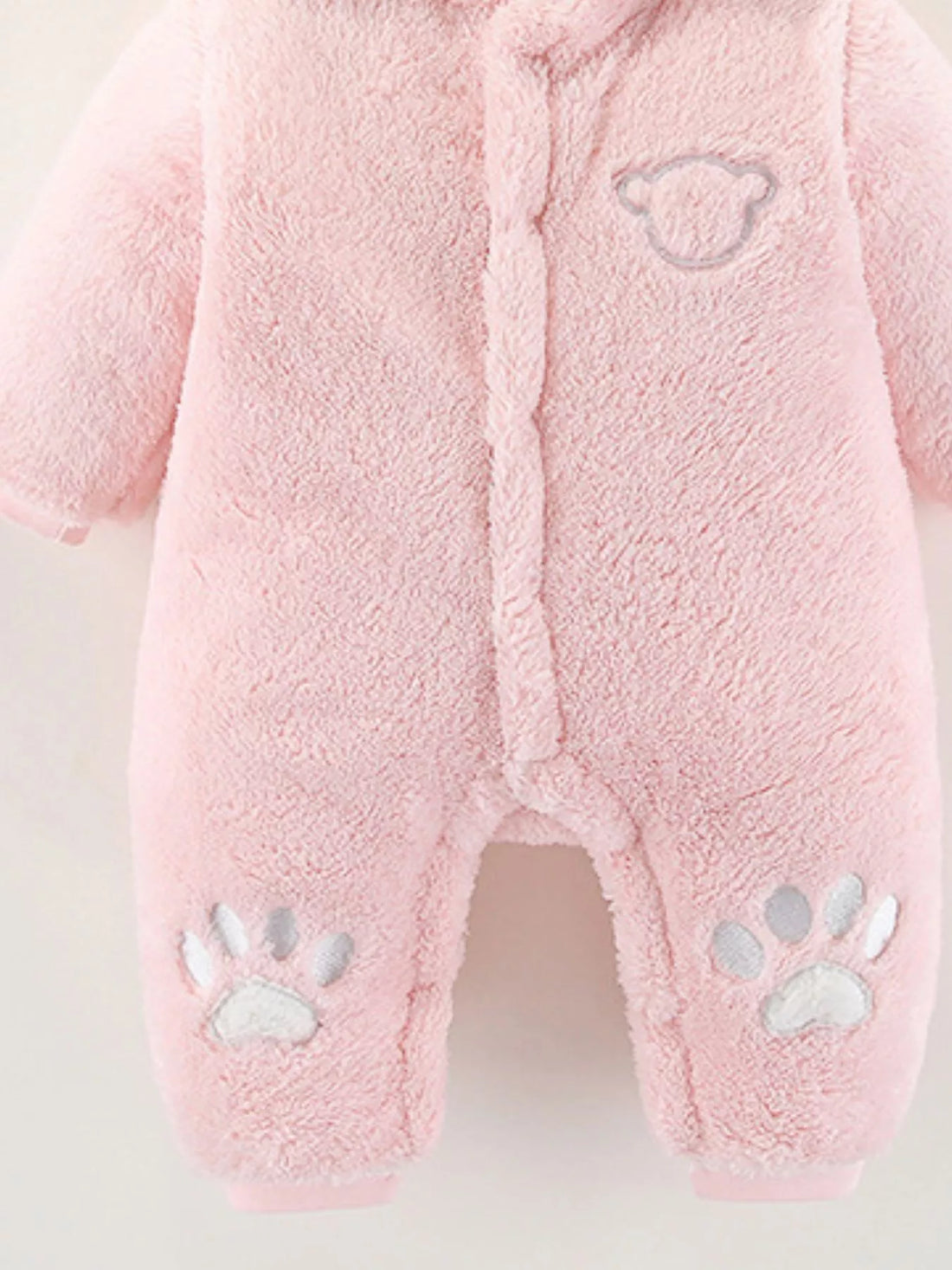 Children's Cozy Bear Hooded Fleece One-Piece - cas7m