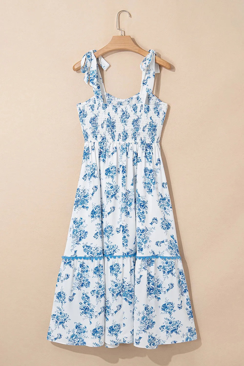 Printed Tie Shoulder Dress - cas7m