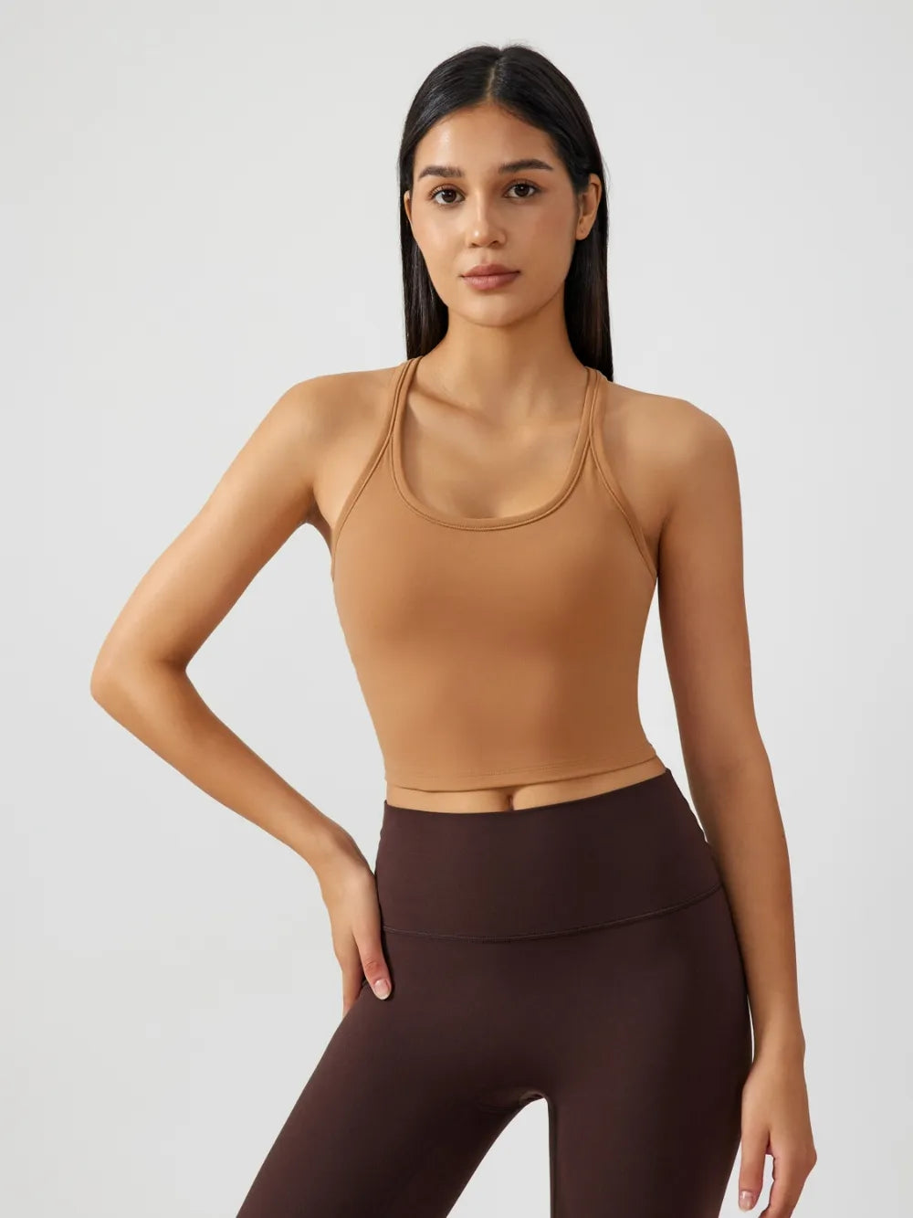 Millennia Scoop Neck Active Tank with Detachable Chest Pads - cas7m