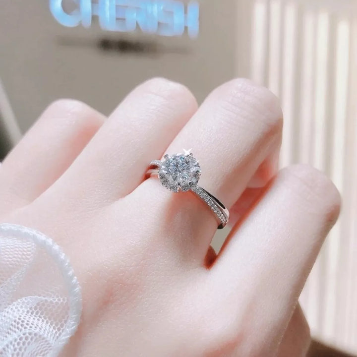 1 Carat 925 Sterling Silver Moissanite Ring - cas7m