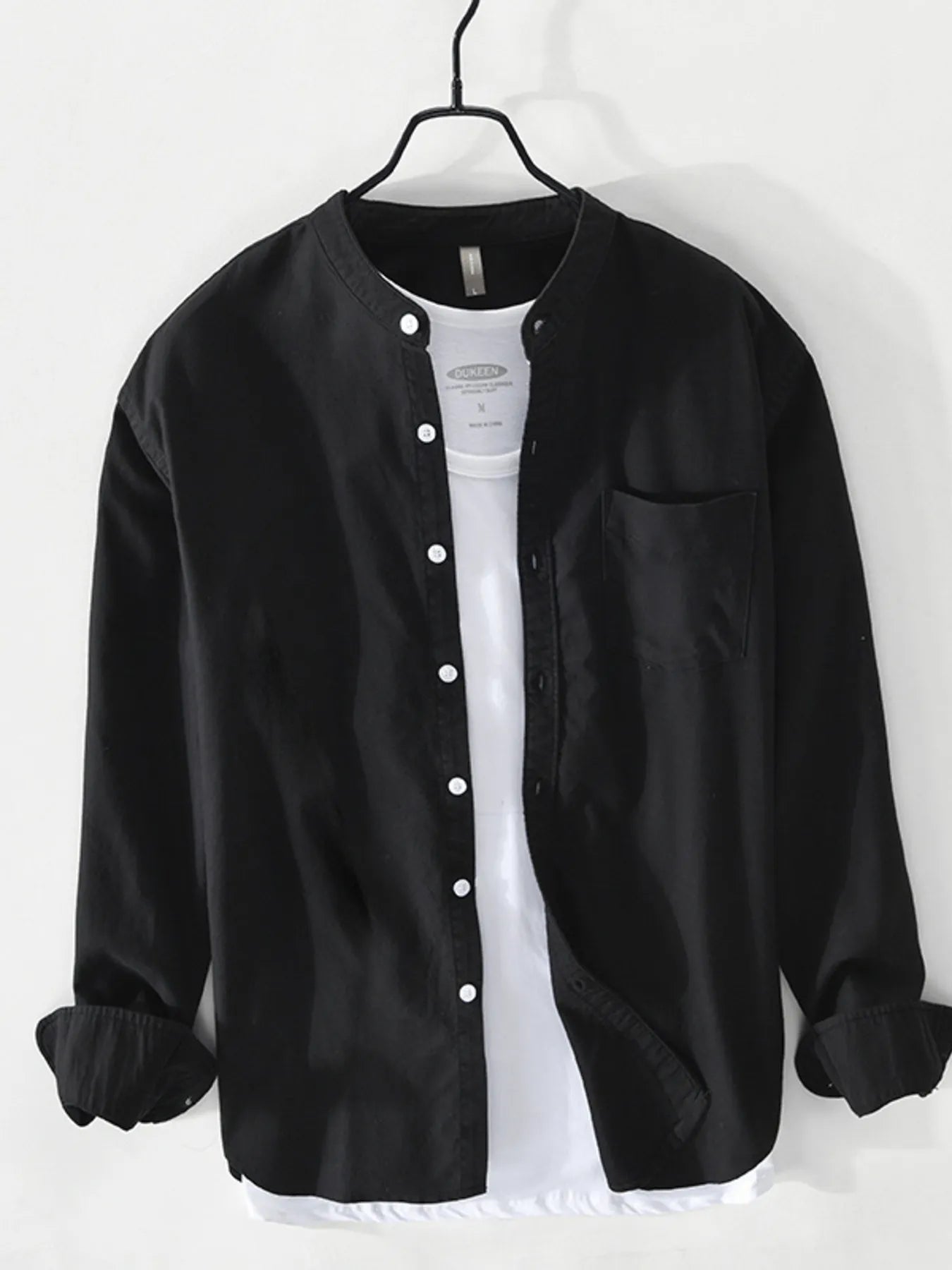 Men's Plus Size Button Up Long Sleeve Shirt - cas7m
